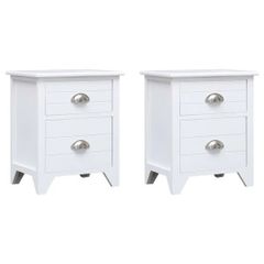 Nightstand 2 pcs with 2 Drawers White