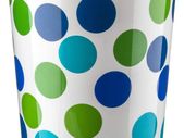 7.7 Litre Quality Floral Design Lightweight Waste Paper Basket Bin (Blue & Green Polka Dot)