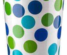 7.7 Litre Quality Floral Design Lightweight Waste Paper Basket Bin (Blue & Green Polka Dot)