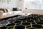Geometric Rugs Living Room-160x230cm Extra Large Black Rug, Ultra Soft Fluffy Shaggy Rug for living room, Washable Anti Slip Area Rug Carpet