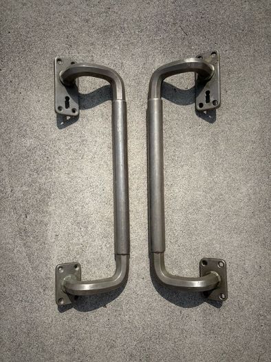 Antique art Deco chromed bronze shop door or bar door handles c1920
