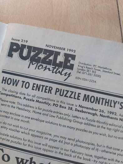 Puzzle Monthly - Issue 219 - November 1992