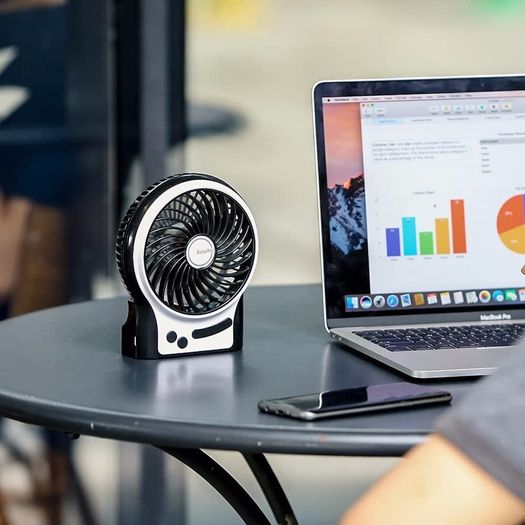 Battery Fan, Rechargeable Desk Fan Portable Handheld Personal Mini USB fan Battery, 3 Speeds Internal and Side Light,Cooling for Traveling,Fishing,Camping (FREE POSTAGE)