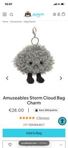 New JELLYCAT Amuseable Storm Cloud Bag/Backpack Charm