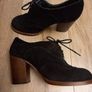 Black Suede Lace-Up Block Heel Boots Image 3