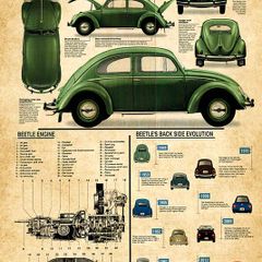 VW Beetle 1949 t0 2018 Knowledge Chart Tin Metal Sign