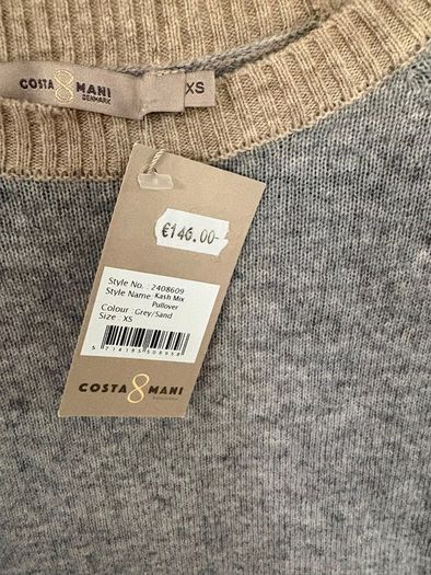 Designer Brand Costa Mani 100% cashmere grey and taupe jumper BRAND NEW