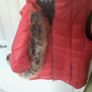 ladies red sleeveless Barbour jacket with detachable fur hood Image 5