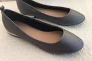 Ladies gum metal coloured ballerina pumps slip on low court shoes size 6.5 unworn