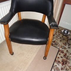 Vintage Faux Leather Arm Chair with Castors for Sale