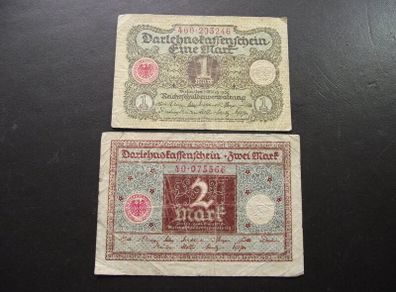 Germany. Darlehnskassenschein. 1 Mark & 2 Mark (1.3.1920)