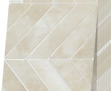 3D Stick on Tiles, Peel and Stick Wall Tiles, Self Adhesive Wall Tiles Waterproof Stick on Tiles Kitchen, Herringbone Sticky Tiles for Bathroom 10 Sheets/Pack (23x29cm) Beige