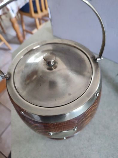 Antique Wooden Ice Bucket Canister Circa 1910's