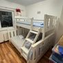 White Wooden Bunk Bed, 135cm Double Bottom and 90cm Single Top with 2 Mattresses Image 2