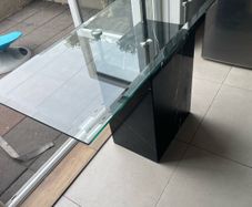 Glass table top and marble base
