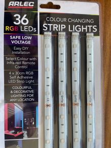 RGB LED Flex Strip Light 4 Pack with remote colours/ white BNIB