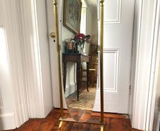 Brass Cheval Mirror with Cherub Finials.