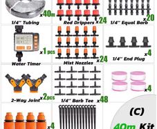 Garden Irrigation Watering Kits Timer Controller Irrigator System 2-in-1 Misting Sprinklers Drip Water Sets