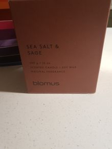 Blomus Sea Salt and Sage Scented Candle - Soy Wax - Natural Fragrance - 290 grams- Brand New Boxed