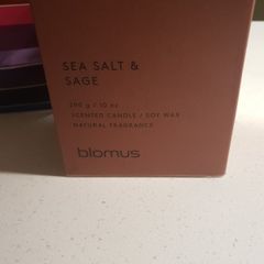 Blomus Sea Salt and Sage Scented Candle - Soy Wax - Natural Fragrance - 290 grams- Brand New Boxed