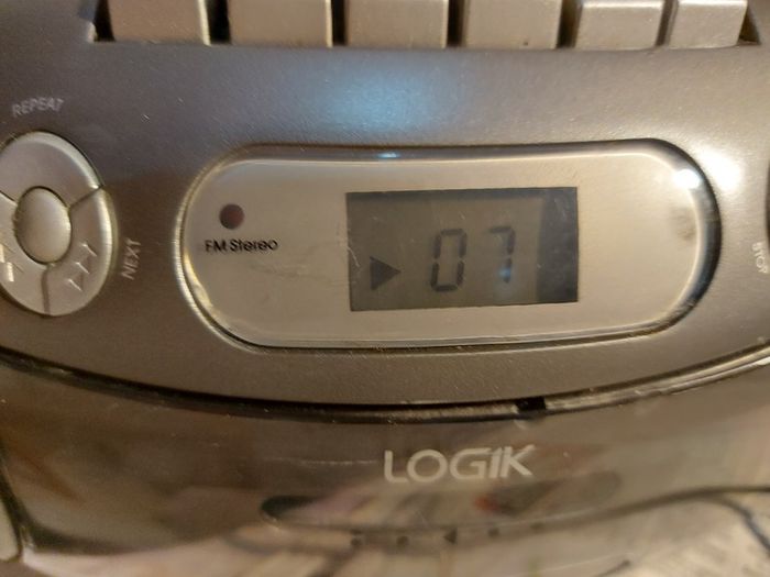 Logik CD Stereo With Cassette, Model LCCSTR10, in good condition, Radio and CD work fine, Tape play button not staying engaged, Forward and rewind work