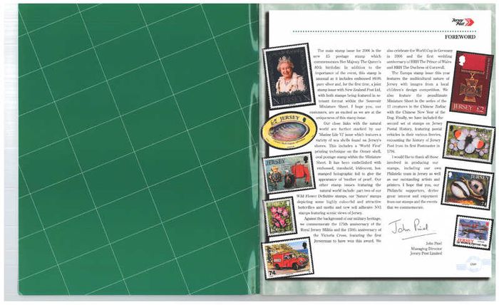 2006 Jersey (Channel Islands) Stamp Year Book (softback) issued by Jersey Post with 18 images of contents