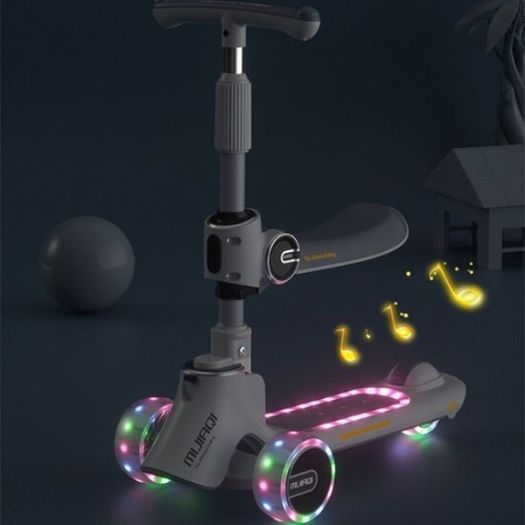 LED Wheel Kids Foot Scooter Kick Pedal Mobility E Scooter With Music Function