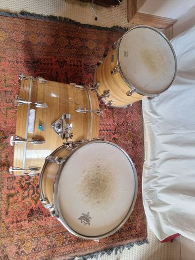 Ludwig 3 ply 70s Butcher Block and LM402 6.5 Supraphonic Snare - Blue Olive Drums Kit Led Zeppelin