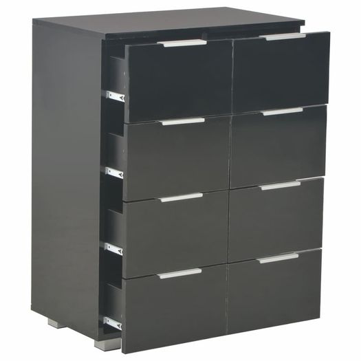 Sideboard High Gloss Black 60x35x76 cm Chipboard