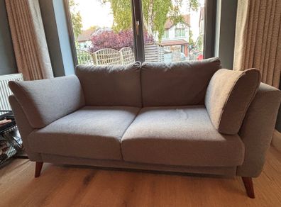 2 x Two seater dark grey couch and footstool - excellent condition