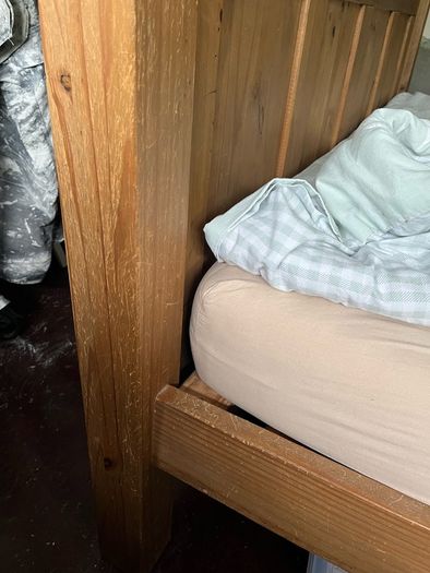 Solid wood king bed frame