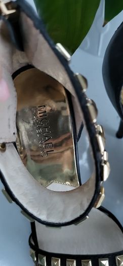 Michael Kors black and gold sandals Sz 40 (Fit 7-7.5UK) - Bnwot Rrp 240