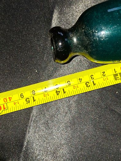 Antique 19th century Mouth-Blown Teal-Green Glass Rolling Pin, Historically known as sailor's tokens or love tokens