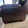 2 x two seater brown faux leather couches Image 10