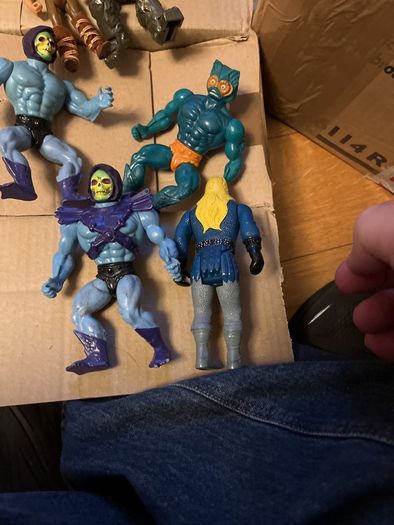 Vintage 80s Action Figure Lot MOTU Skeletor Merman, Rock Lords Granite, Super Naturals Hologram