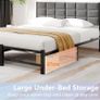 Double Bed Frame Upholstered Bed Frame Double Bed,Black | Upholstered Headboard,Heavy Duty Metal Slats Support,Mattress Base,Under Bed Storage,Easy Assembly,No Box Spring Needed Image 5
