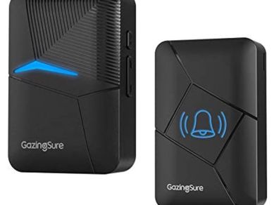 Cordless Electric Door Bell Chime Kit with 1500 ft Range, IP55 Weatherproof, 55 Chimes, 5-Level Volume and LED Indicator, Battery Included (Black)