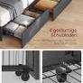 Double Bed Frame LED Metal Bed, 4 Drawers, Charging Station, Adjustable Padded Headboard, Slate Grey Image 4