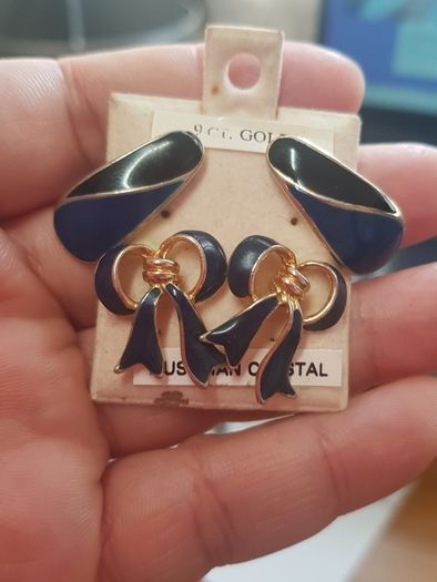 2 pairs 9 ct. gold Australian crystal earrings