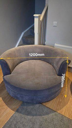 Swivel Cuddle Chair Grey Velvet