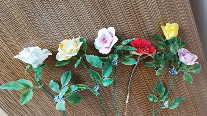 Vintage Aynsley porcelain flowers on stems  6pc