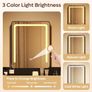 Dressing Table with Stool, Vanity Desk with Touch Control LED Mirror (3 Color Modes), 2 Drawers & Hair Dryer Holder, Modern Makeup Desk for Bedroom, Black Image 3