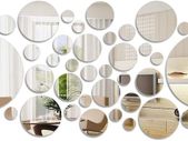 41 Pcs Mirror Wall Stickers Self-Adhesive Round Circle Mirrors Mirror Sheets for Home Decoration with 6 Different Sizes 0.87 to 5.9 Inches in Diameter