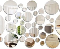 41 Pcs Mirror Wall Stickers Self-Adhesive Round Circle Mirrors Mirror Sheets for Home Decoration with 6 Different Sizes 0.87 to 5.9 Inches in Diameter