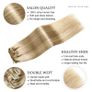 Clip-in Real Human Hair Extensions. 16 Inch Straight. Double Stitched. Ash Blonde Image 3