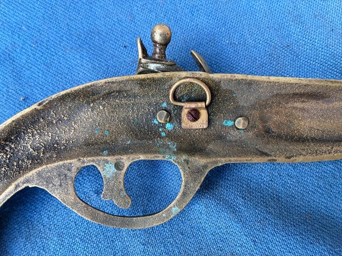 Vintage solid brass wall hanging pistol