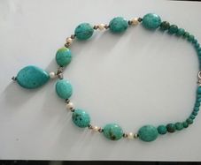 Necklace -Turquoise- Mexican with sea pearls
