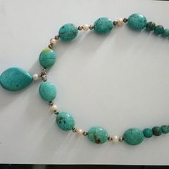 Necklace -Turquoise- Mexican with sea pearls
