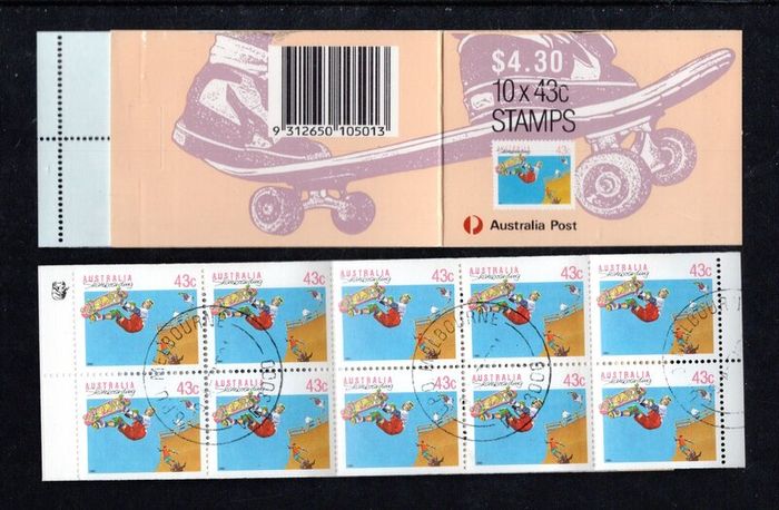 1990 Australia Sports (Skateboarding) Definitive Stamp Booklet fine used with GPO Melbourne Cancel