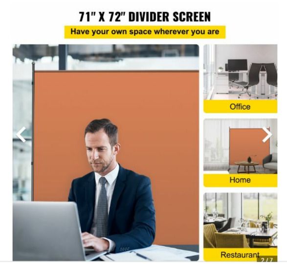 Office Partition Room Divider Wall 71" x 72" Privacy Office Divider Brown